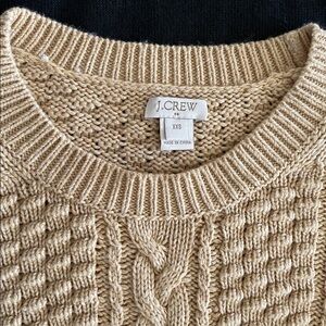 J. Crew Women's Beige Cable Knit Crew Neck Sweater